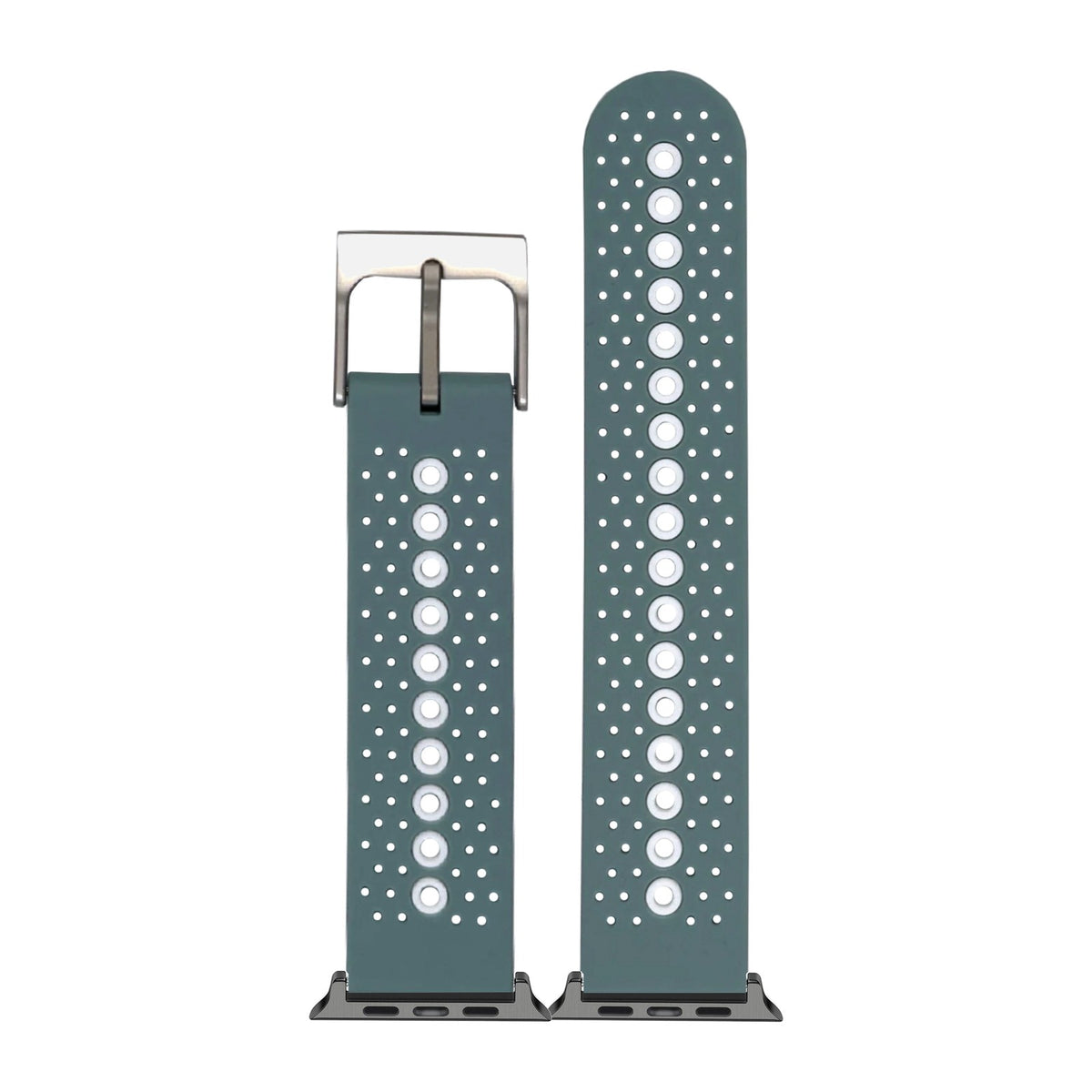 Flexi Sports Silicone 2 Sage Green Black with Connecters - Spring Bar Type for Apple Watch