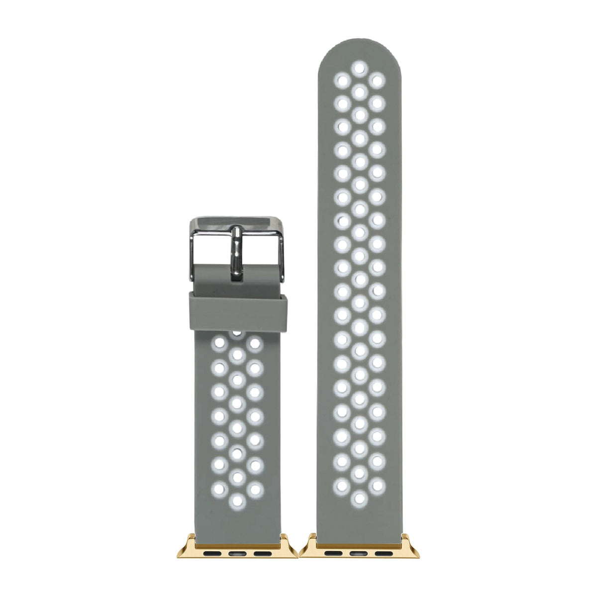 Flexi Sports Silicone Grey/White Gold with Connecters - Spring Bar Type for Apple Watch