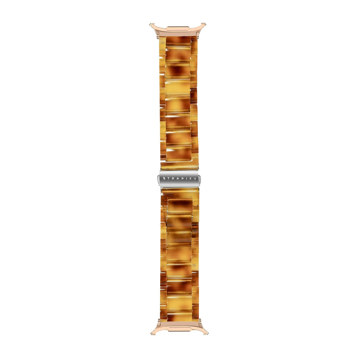 Crystalised Acetate - Tortoiseshell Brown Rose Gold with Strap Adapter for Galaxy Watch 8-9/Ultra