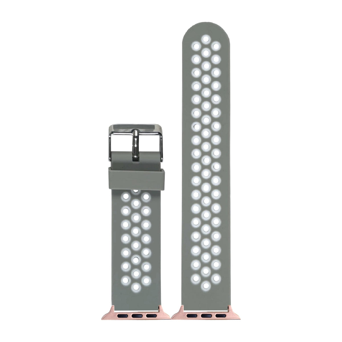 Flexi Sports Silicone Grey/White Rose Gold with Connecters - Spring Bar Type for Apple Watch