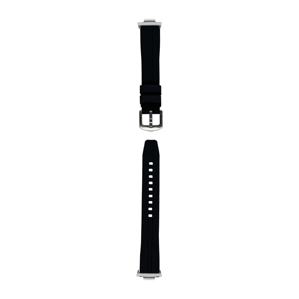 Large Silicone - Black Silver with Strap Adapter for Tissot PRX 40