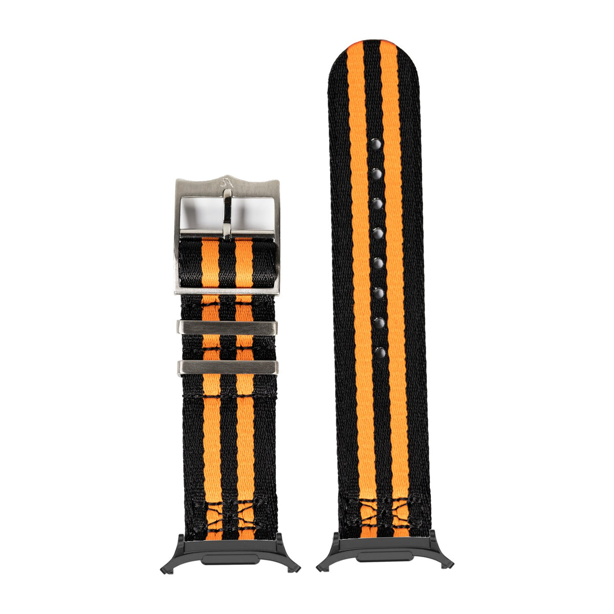 Ultra Militex - Black / Orange for the Galaxy Watch 8, 9 and Ultra with adapter fitted
