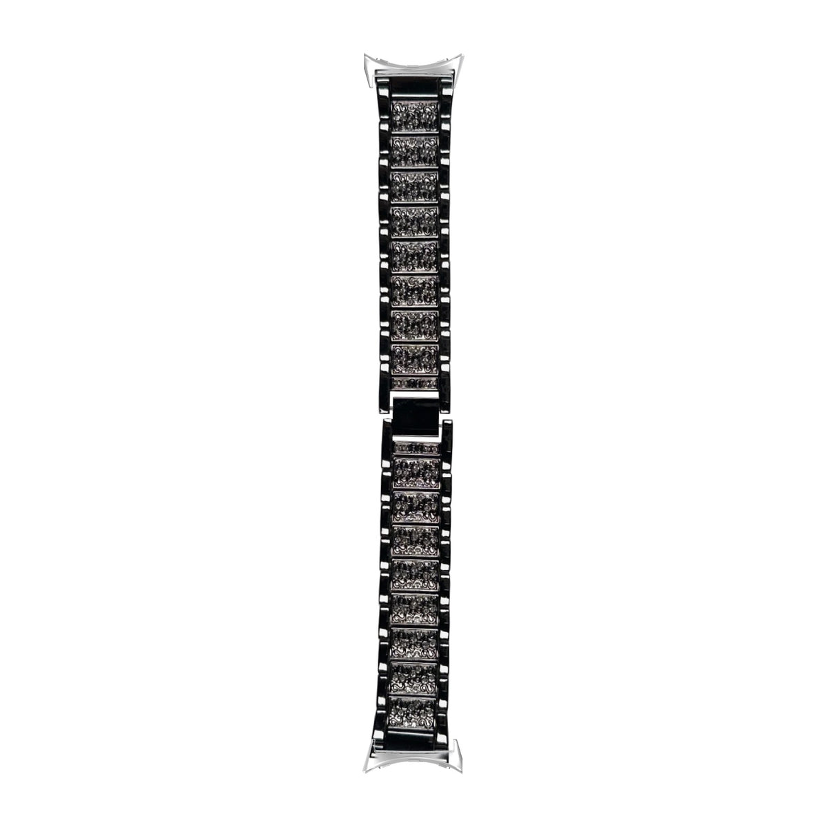 Zirconia Shimmer Bracelet Black Silver with Google Pixel Spring Bar Adapters - Wear Any 20mm Strap! for Pixel Watch 1-5 41mm