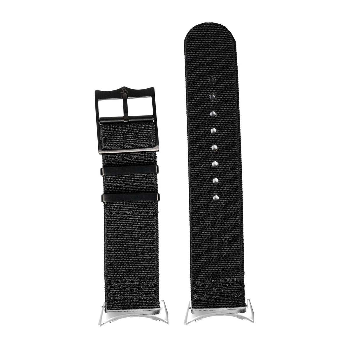 ElastoFlex - Stealth Black [Black Hardware] Silver with Google Pixel Spring Bar Adapters - Wear Any 20mm Strap! for Pixel Watch 3-5 45mm