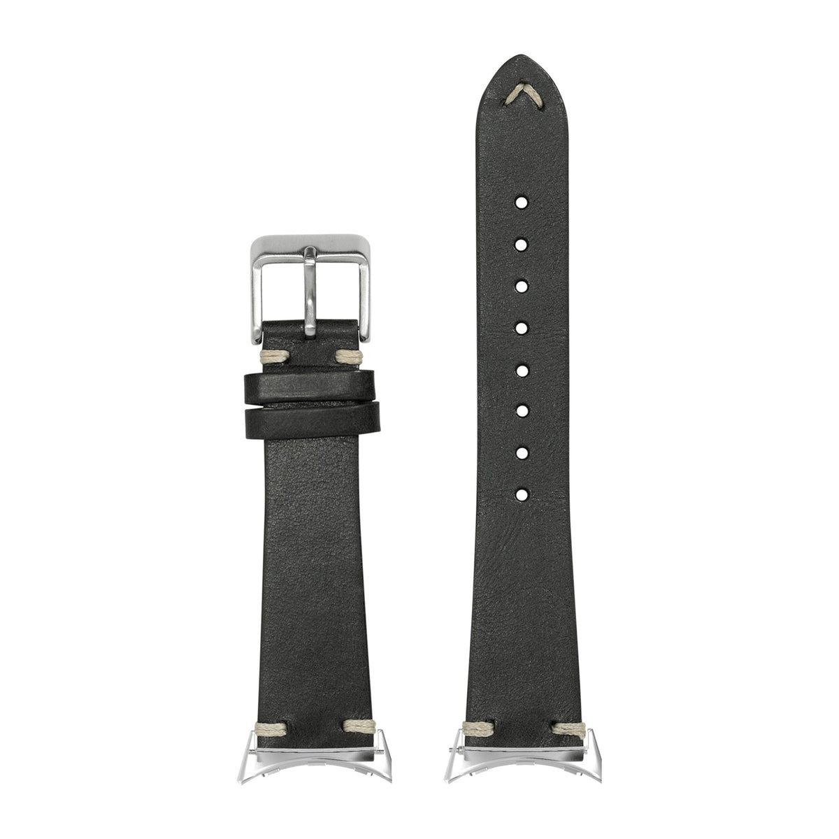 Vintage Knotted Leather - Black Silver with Google Pixel Spring Bar Adapters - Wear Any 20mm Strap! for Pixel Watch 3-5 45mm