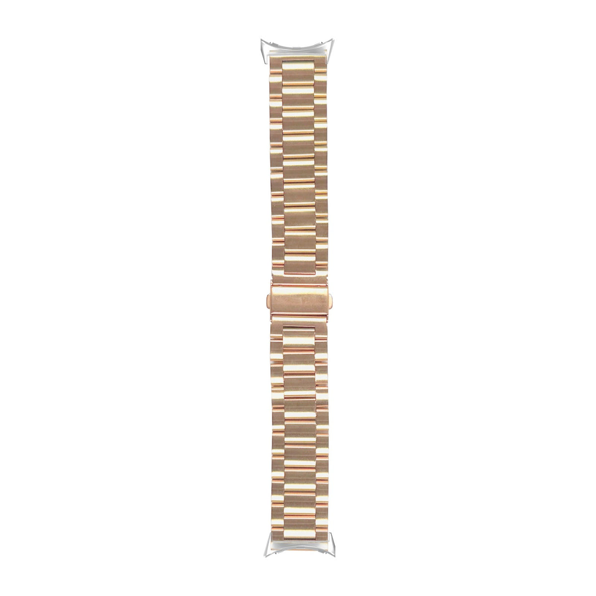 Steel Bracelet Silver with Deployant Clasp - Rose Gold with Google Pixel Spring Bar Adapters - Wear Any 20mm Strap! for Pixel Watch 1-5 41mm
