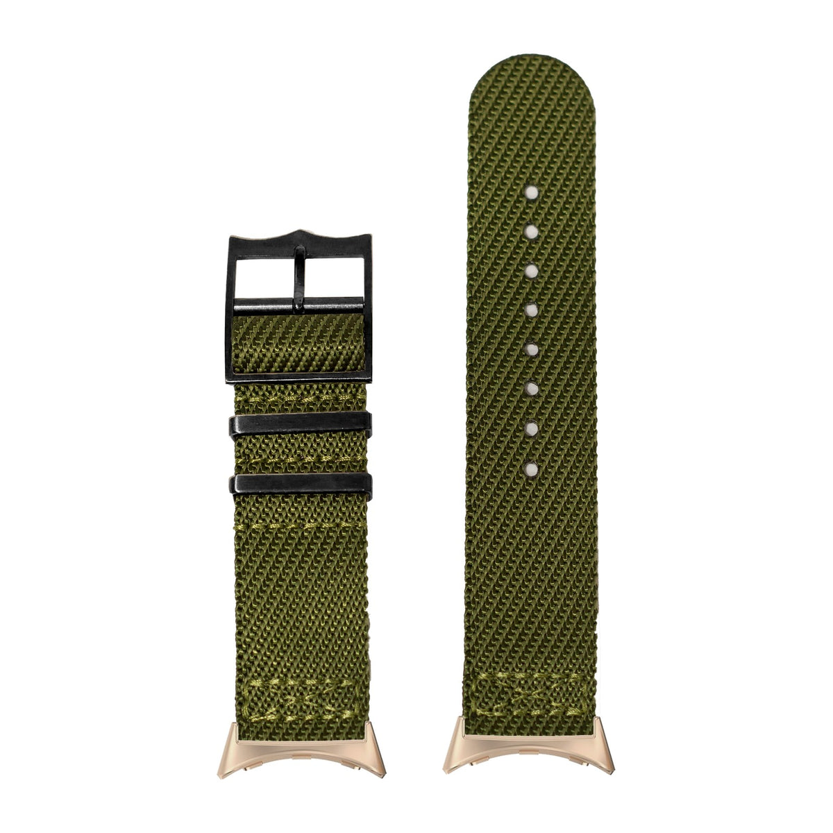 Cross Militex - Army Green [Black Hardware] Rose Gold with Google Pixel Spring Bar Adapters - Wear Any 20mm Strap! for Pixel Watch 1-5 41mm