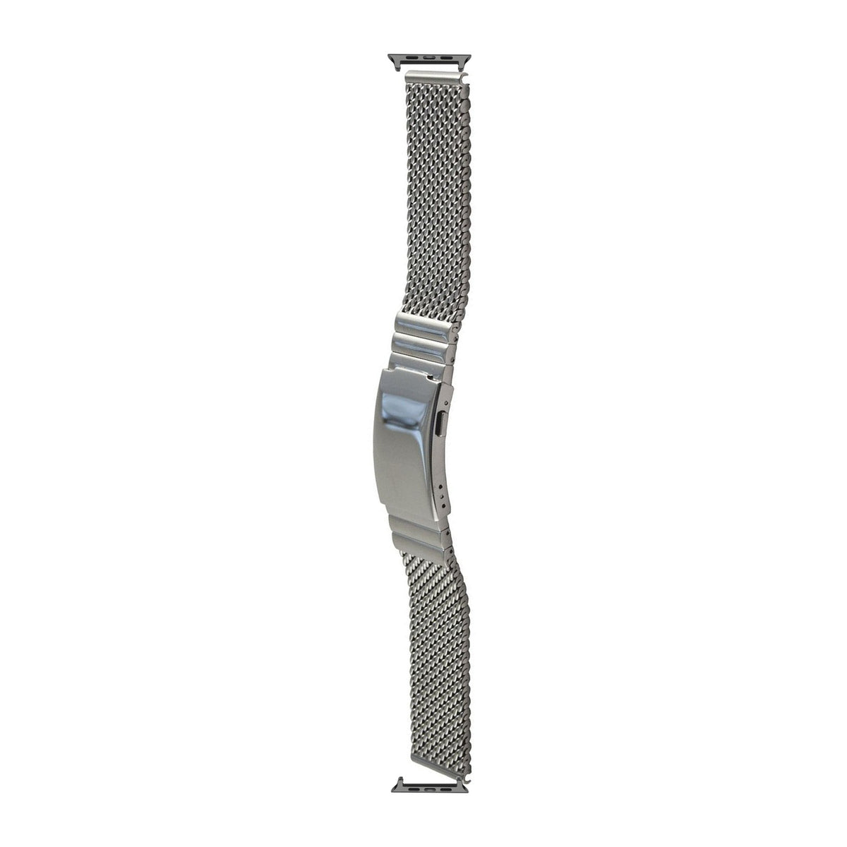 Milanese Link Black with Button Clasp 2792 - Silver with Connecters - Spring Bar Type for Apple Watch