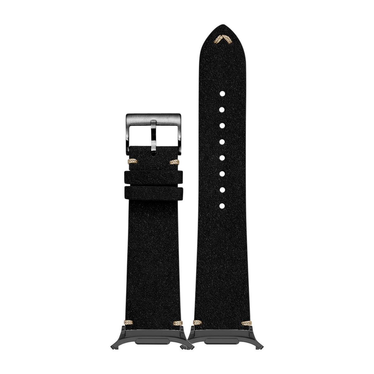 Alcantara Leather - Vintage - Black for the Galaxy Watch 8, 9 and Ultra with adapter fitted