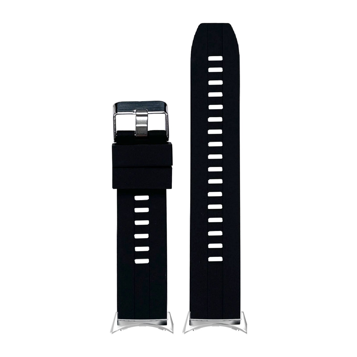 Flexi Silicone 2 Black Silver with Google Pixel Spring Bar Adapters - Wear Any 20mm Strap! for Pixel Watch 3-5 45mm