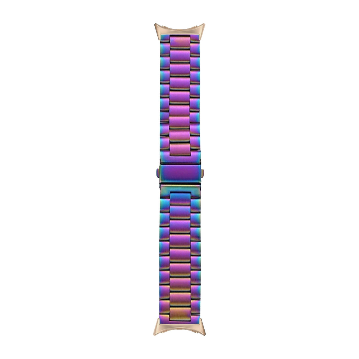 Steel Bracelet Rose Gold with Deployant Clasp - Chameleon with Google Pixel Spring Bar Adapters - Wear Any 20mm Strap! for Pixel Watch 3-5 45mm