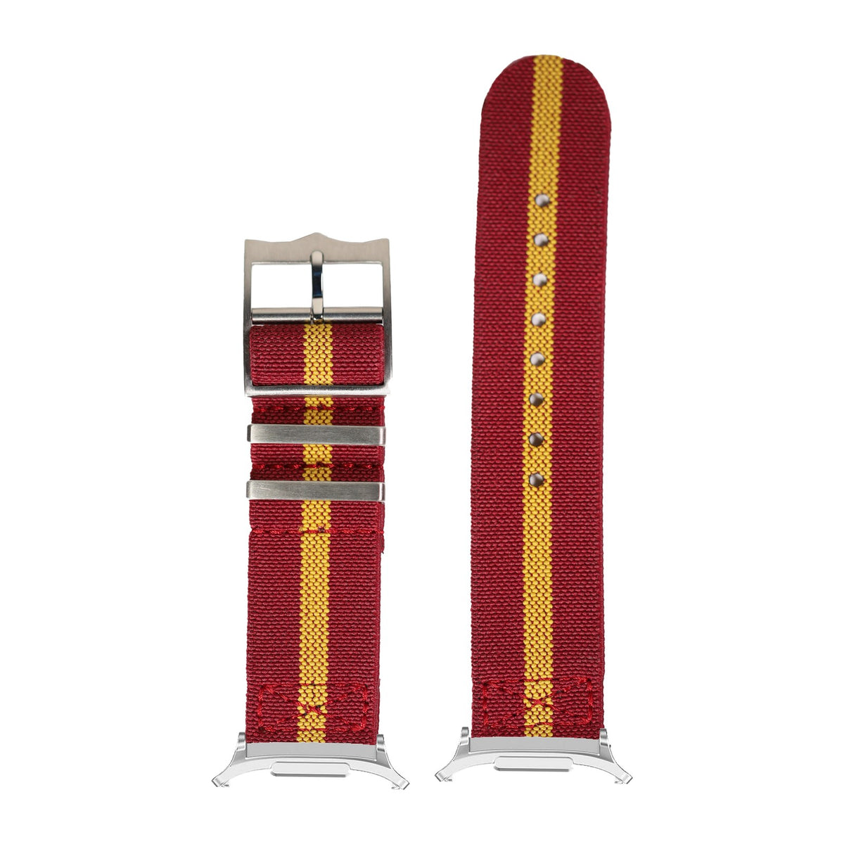 ElastoFlex - Burgundy Red/Yellow Silver with Strap Adapter for Galaxy Watch 8-9/Ultra