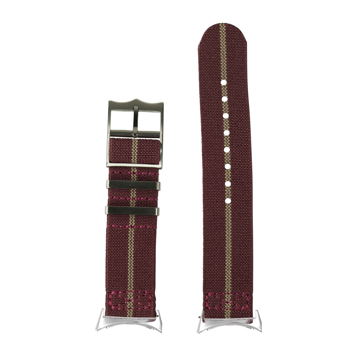 ElastoFlex - Maroon Red/Wheat Silver with Google Pixel Spring Bar Adapters - Wear Any 20mm Strap! for Pixel Watch 3-5 45mm