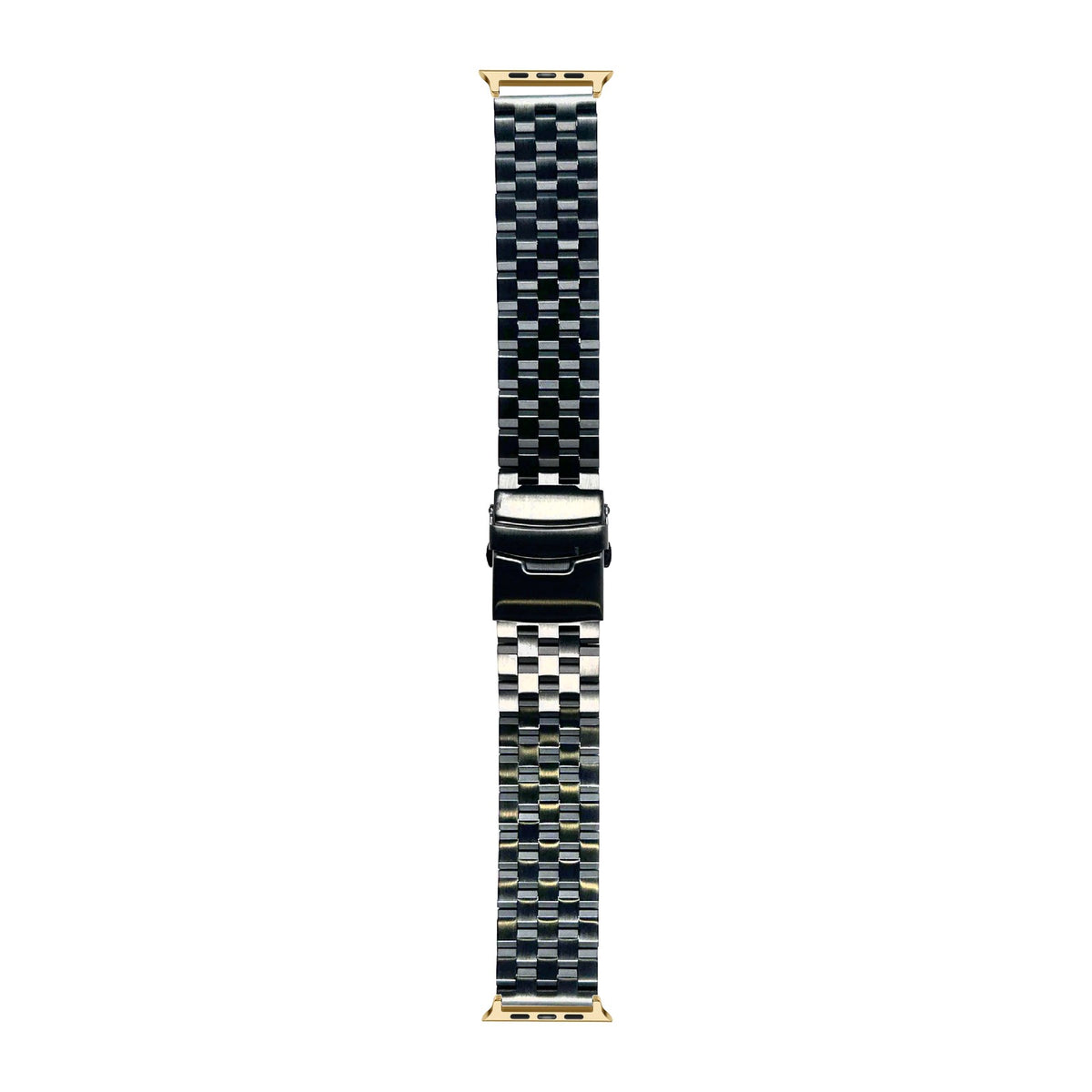 Engineer Bracelet - Folding Deployant Clasp - Black Gold with Connecters - Spring Bar Type for Apple Watch