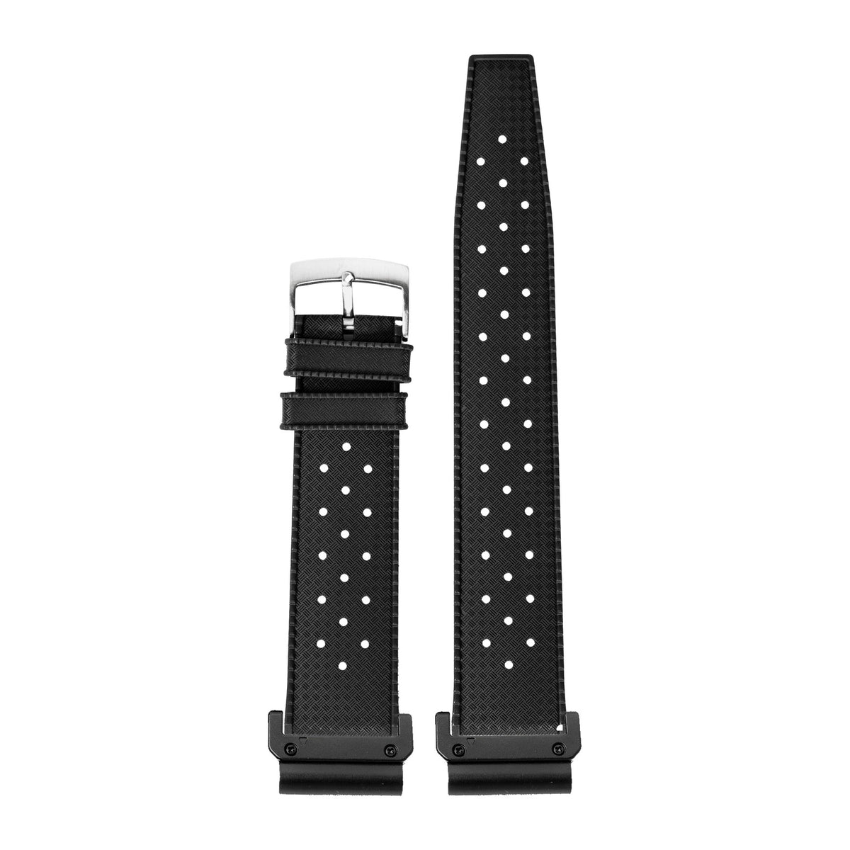 King Tropic FKM Rubber - Black Black with Slim Military Spring Bar Adapters - Wear Any Non-Garmin Strap! for QuickFit