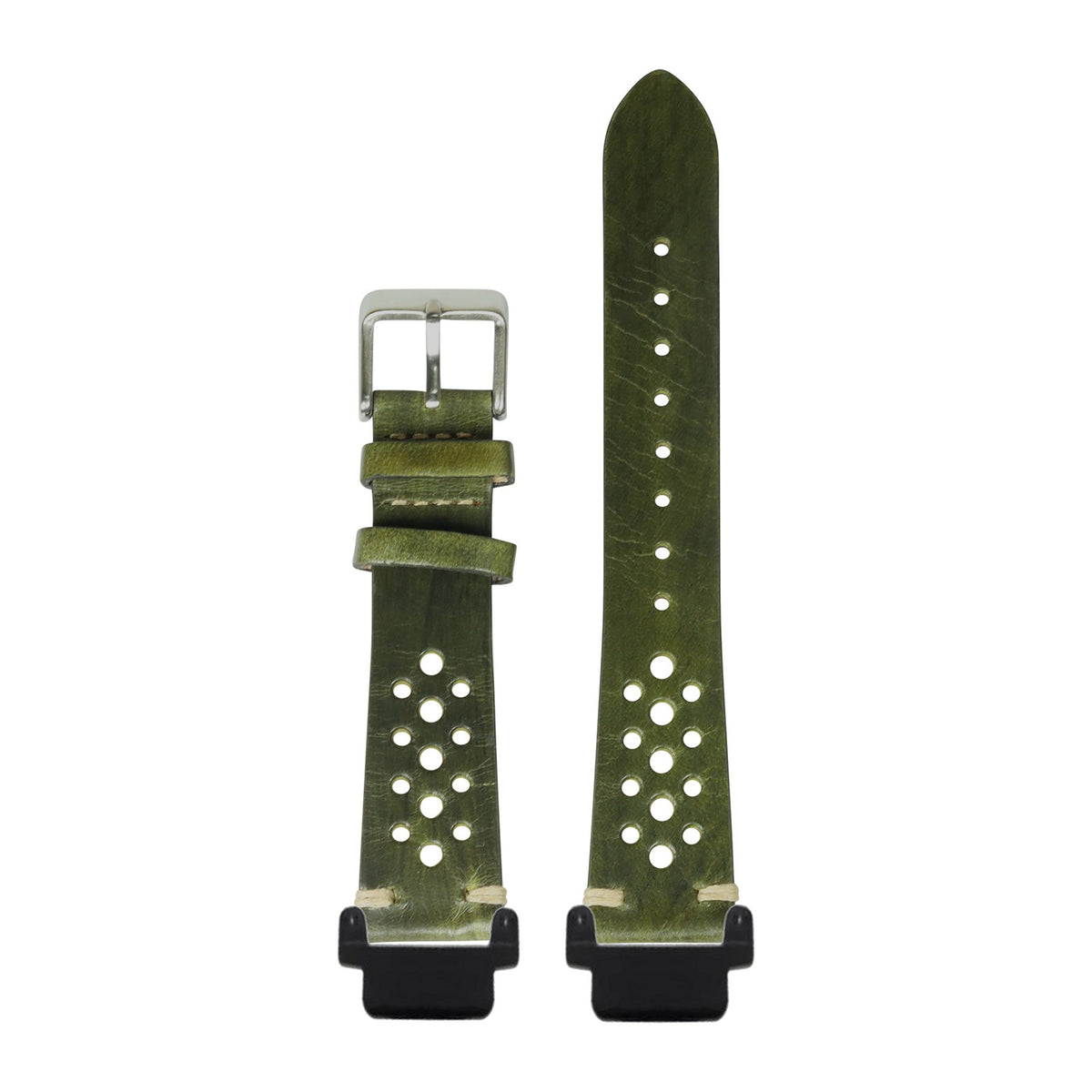 Vintage Rally Leather - Burnished Amazon Green Black with Garmin Forerunner 220/ 230/ 235/ 620/ 630/ 735XT Strap Adapters for Garmin Forerunner 220/ 230/ 235/ 620/ 630/ 735XT