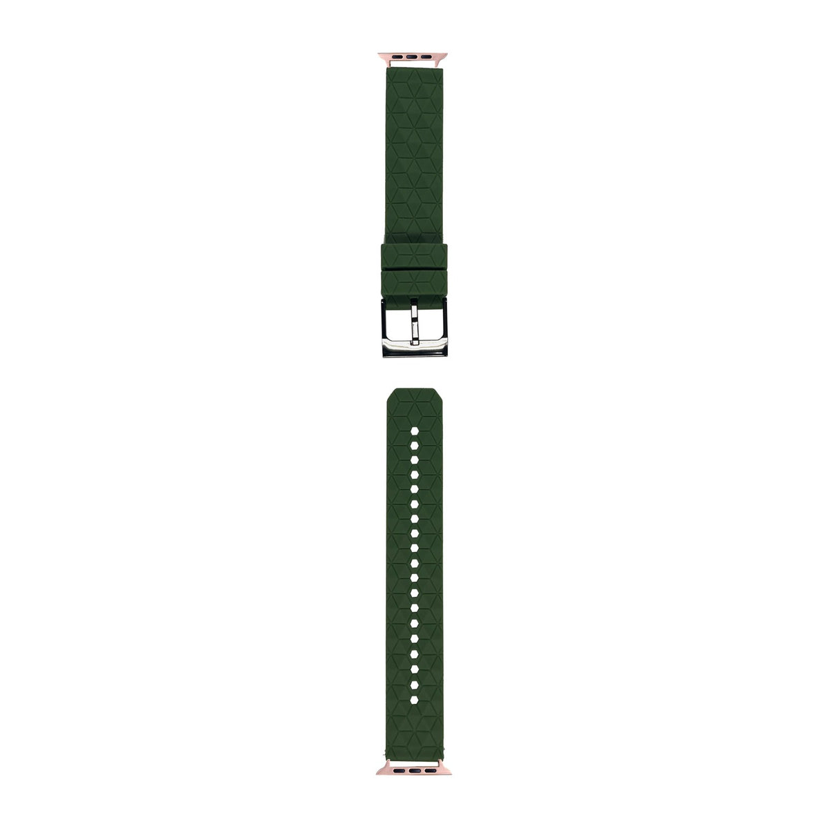 Prism Silicone [Black Hardware] Army Green Rose Gold with Connecters - Spring Bar Type for Apple Watch
