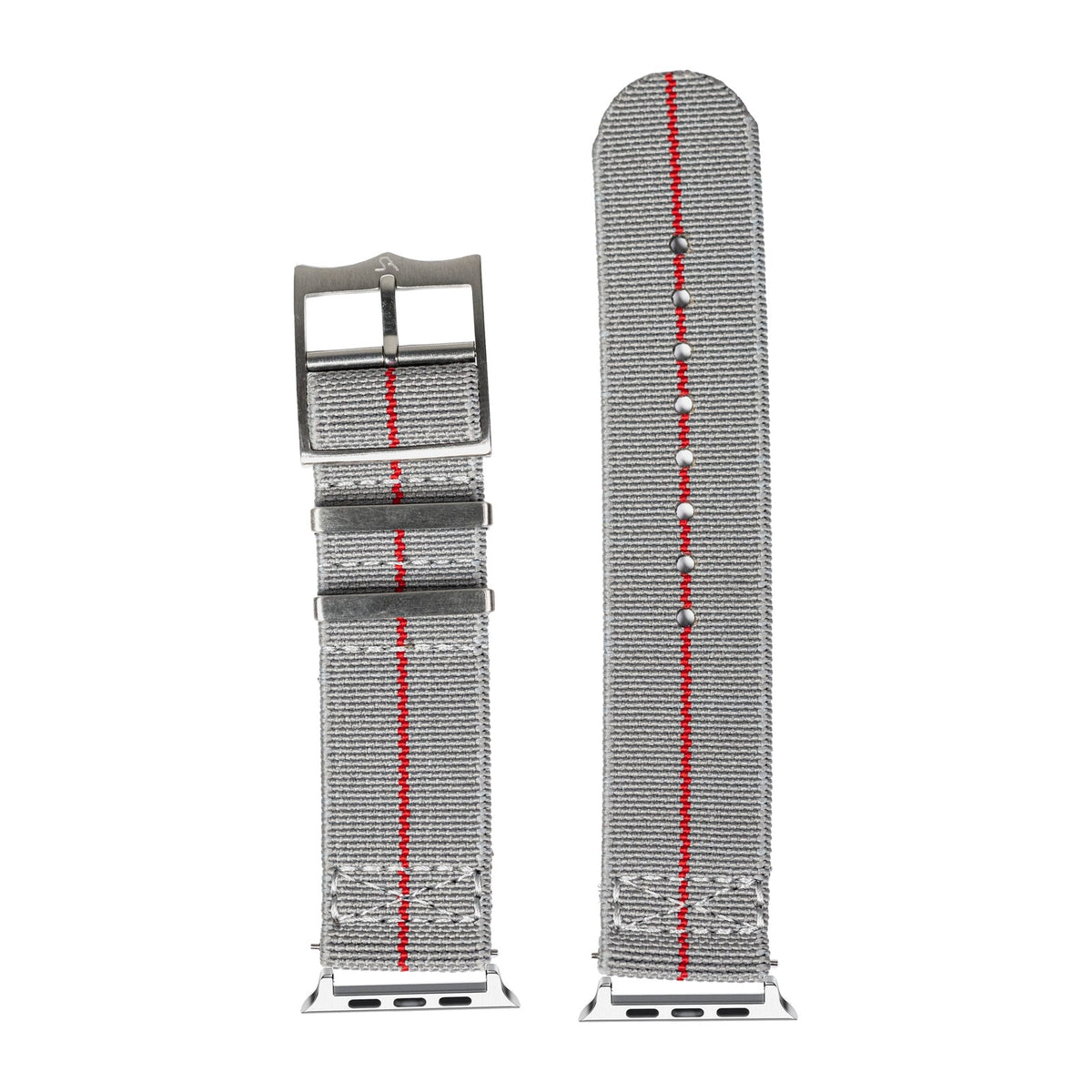 ElastoFlex - Grey/Red Silver with Connecters - Spring Bar Type for Apple Watch