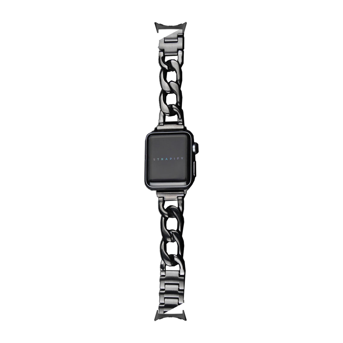 Chain Link Bracelet - Black Black with Google Pixel Spring Bar Adapters - Wear Any 20mm Strap! for Pixel Watch 3-5 45mm