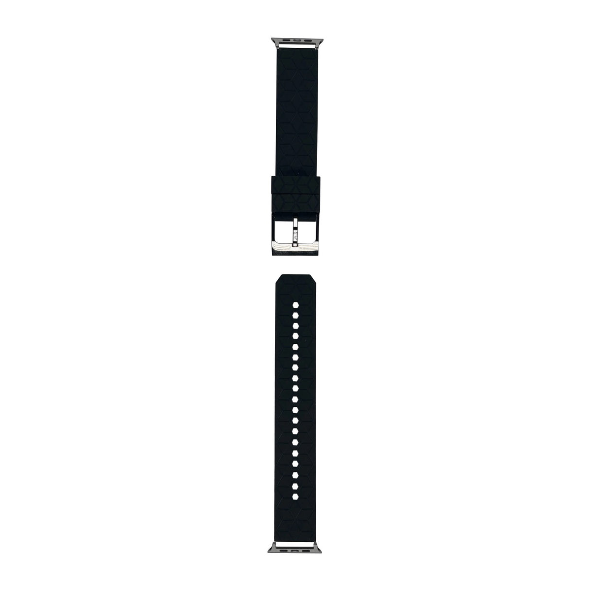 Prism Silicone [Black Hardware] Black Black with Connecters - Spring Bar Type for Apple Watch