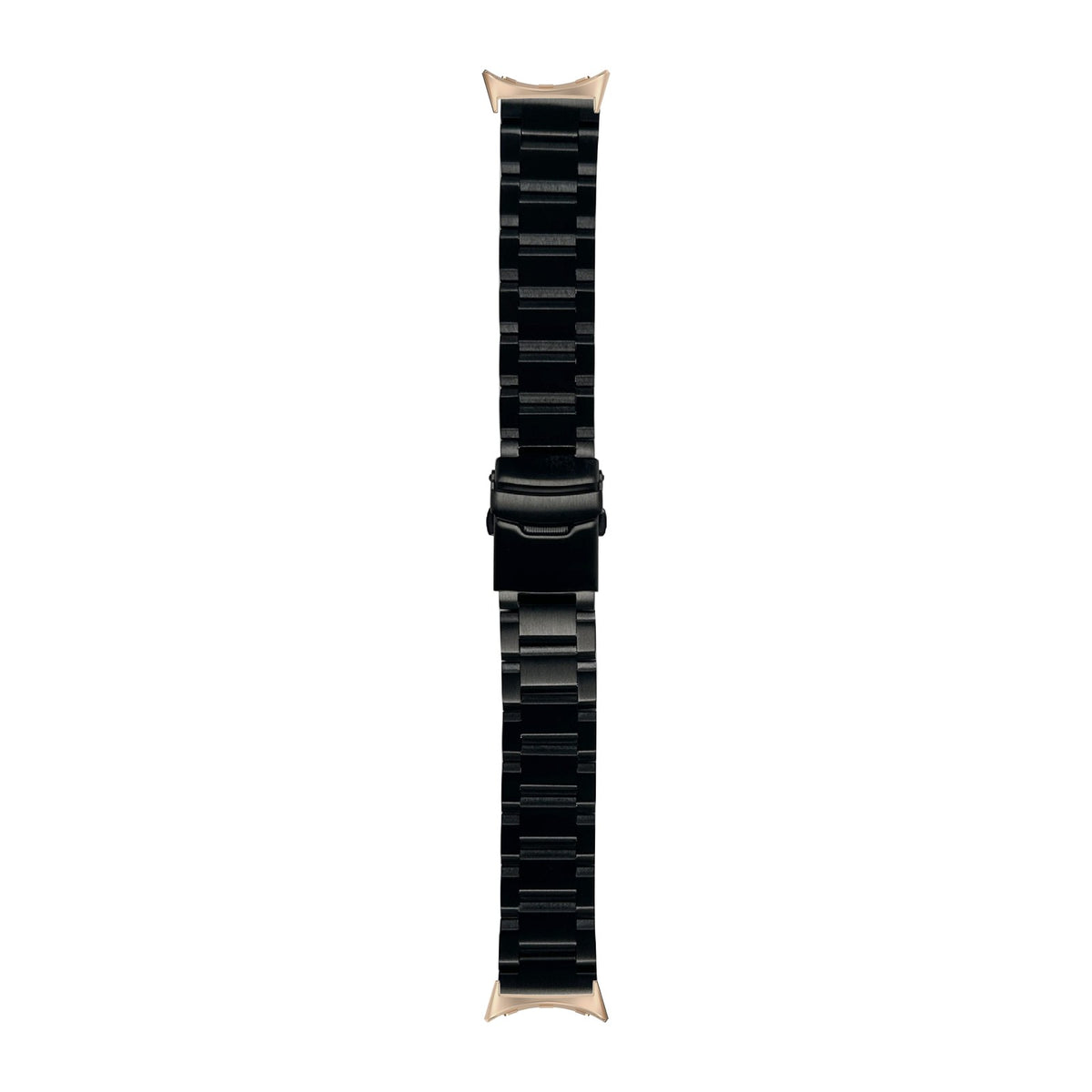 Steel Bracelet - Hex Link Black Rose Gold with Safety Deployant Clasp with Google Pixel Spring Bar Adapters - Wear Any 20mm Strap! for Pixel Watch 1-5 41mm