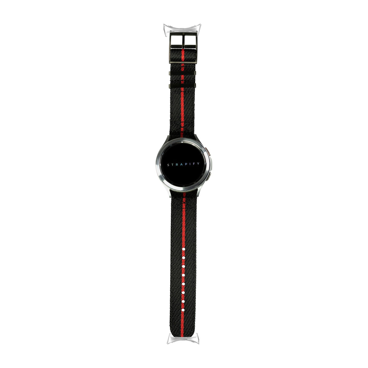 Cross Militex - Black / Red [Black Hardware] Silver with Google Pixel Spring Bar Adapters - Wear Any 20mm Strap! for Pixel Watch 3-5 45mm