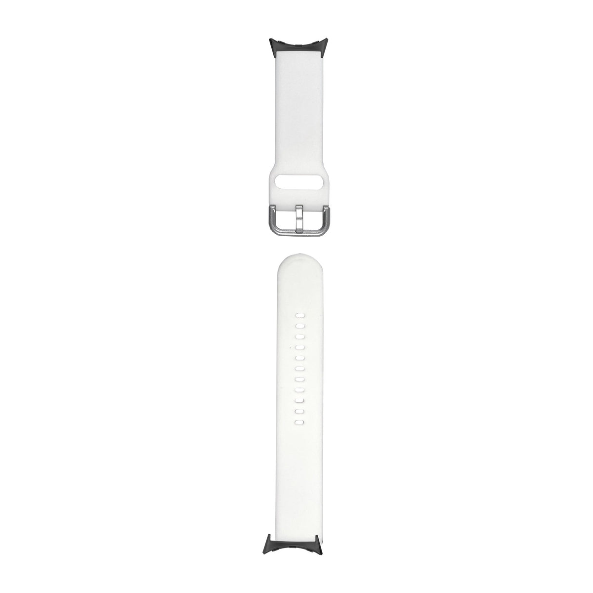 Flexi Silicone 6 White Black with Google Pixel Spring Bar Adapters - Wear Any 20mm Strap! for Pixel Watch 1-5 41mm