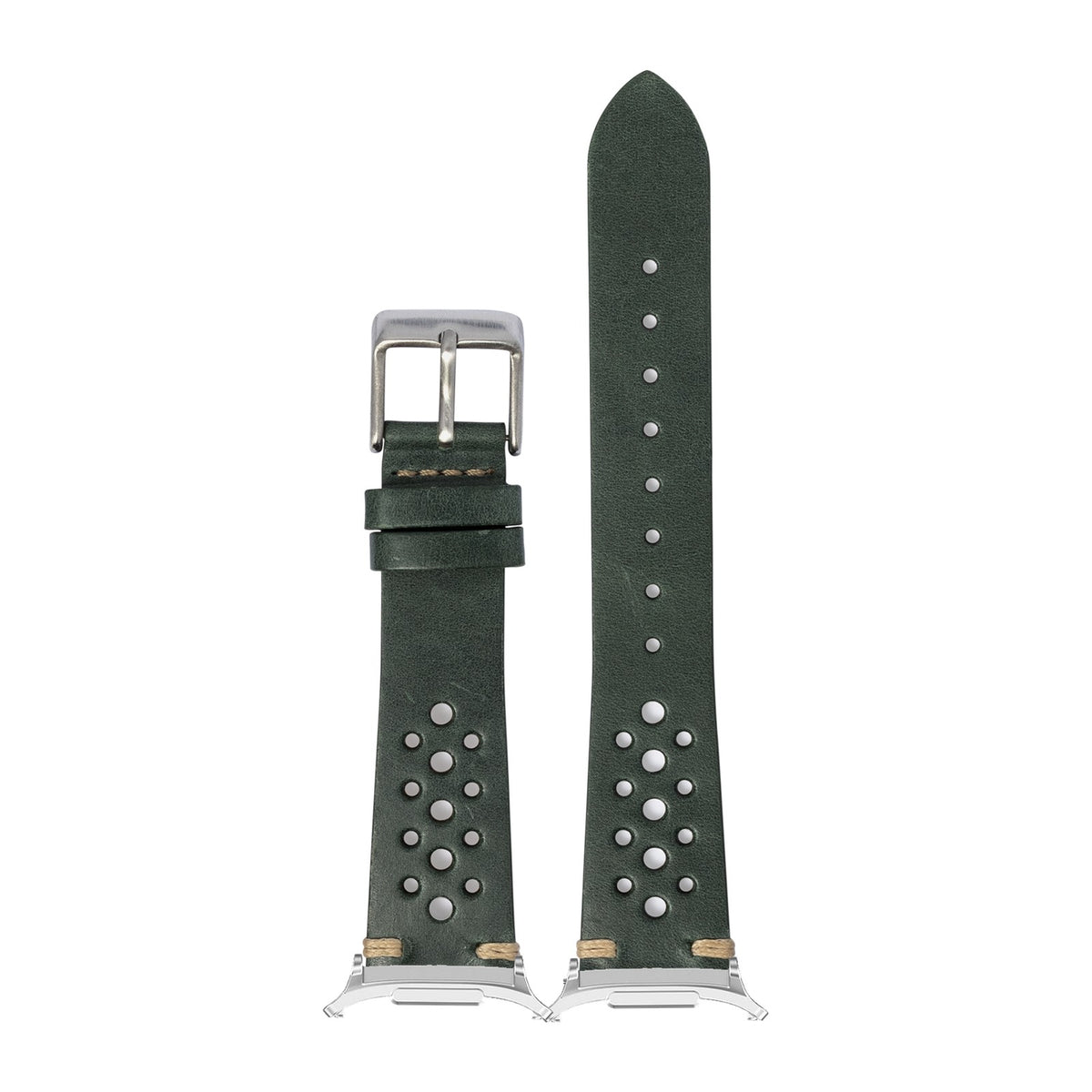 Vintage Rally Leather - Forest Green Silver with Strap Adapter for Galaxy Watch 8-9/Ultra