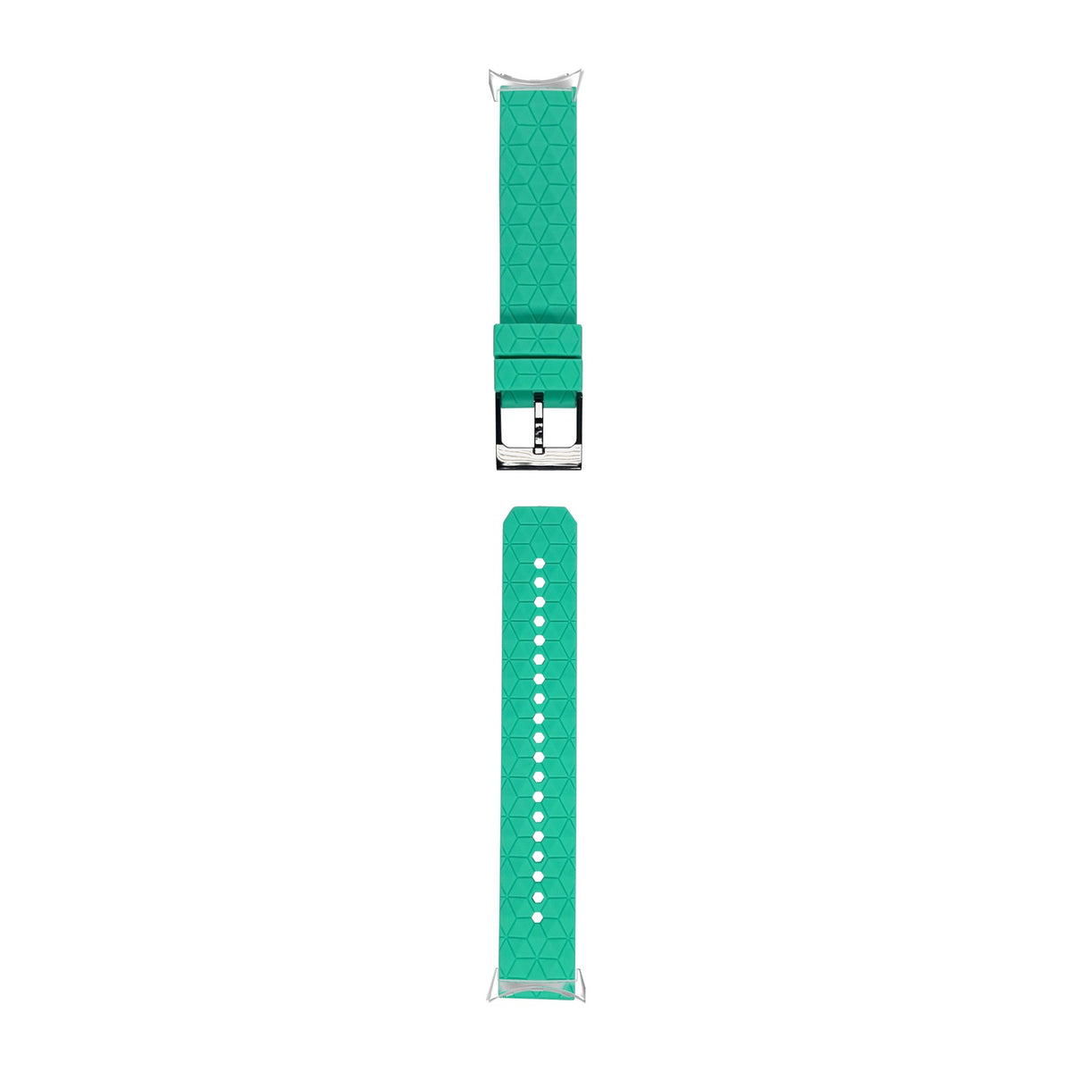 Prism Silicone [Black Hardware] Cyan Silver with Google Pixel Spring Bar Adapters - Wear Any 20mm Strap! for Pixel Watch 1-5 41mm