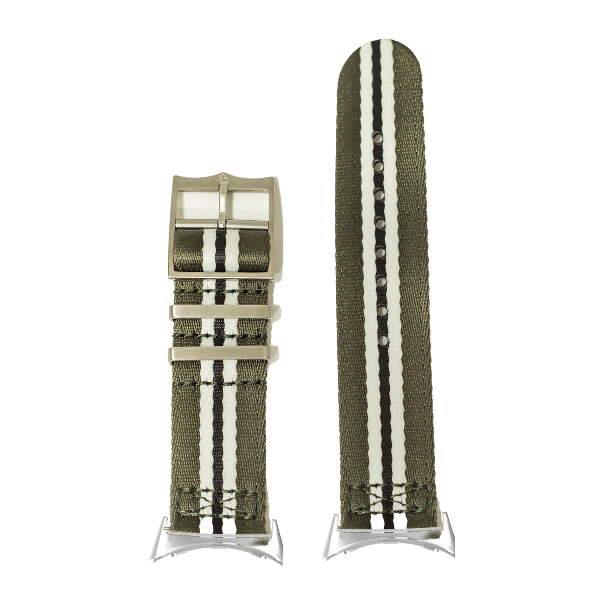 Ultra Militex - Green / White / Black Silver with Google Pixel Spring Bar Adapters - Wear Any 20mm Strap! for Pixel Watch 3-5 45mm