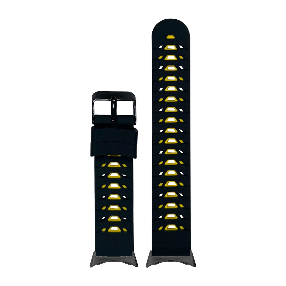 Flexi Silicone - Armour Black/Yellow Black with Google Pixel Spring Bar Adapters - Wear Any 20mm Strap! for Pixel Watch 3-5 45mm