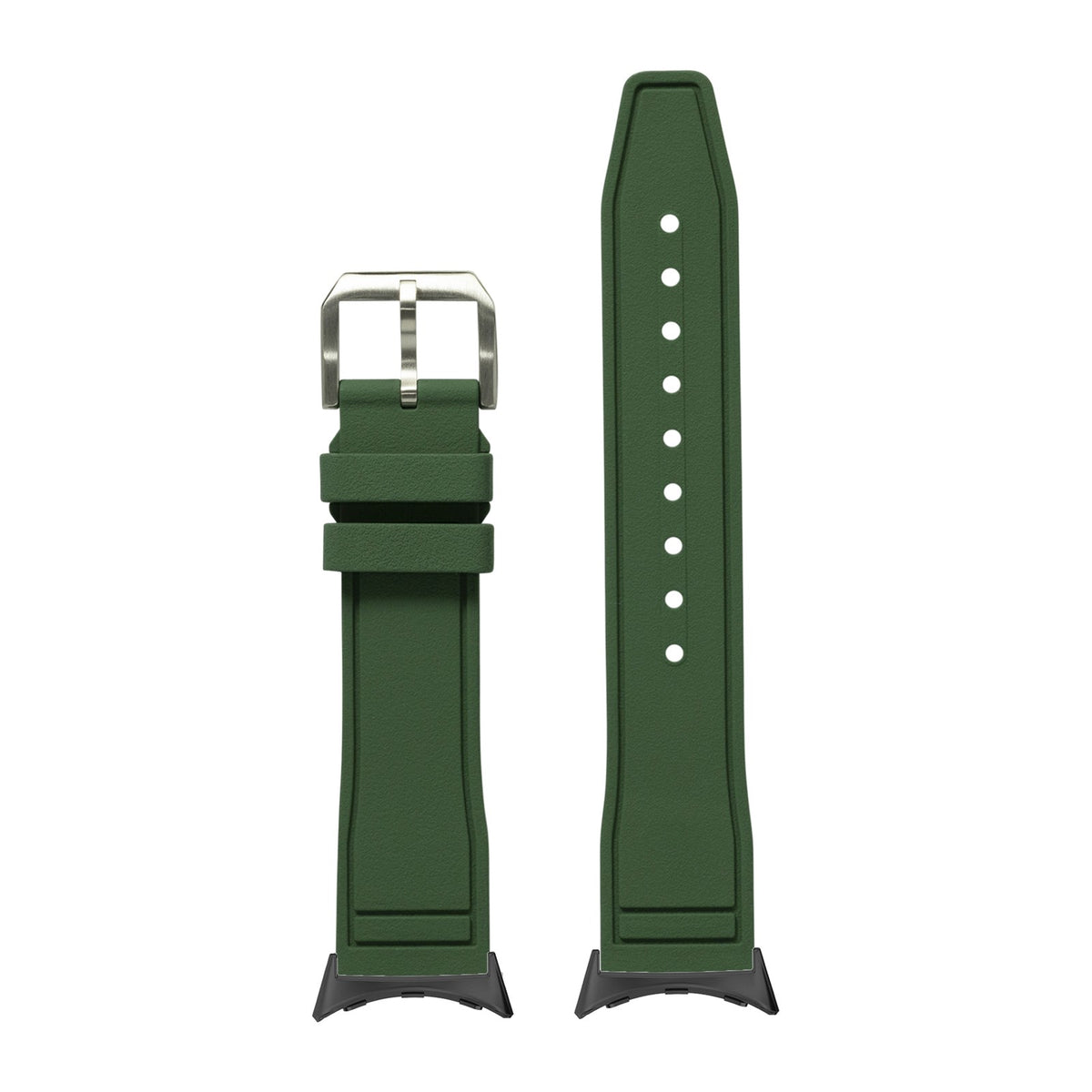 FKM Rubber - Pilot Green with Google Pixel Spring Bar Adapters - Wear Any 20mm Strap! for Pixel Watch 1-5 41mm