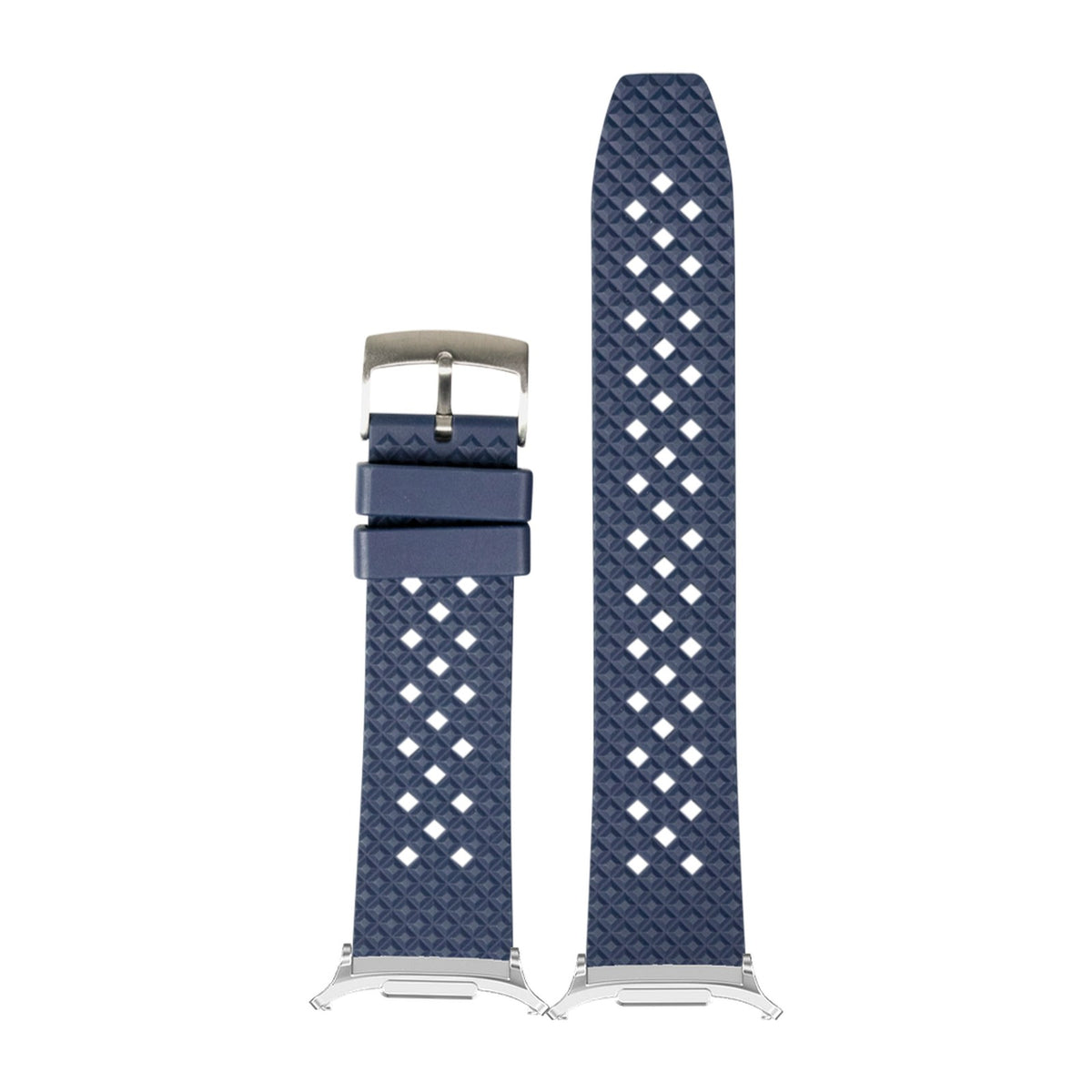 King Honeycomb FKM Rubber - Navy Blue Silver with Strap Adapter for Galaxy Watch 8-9/Ultra