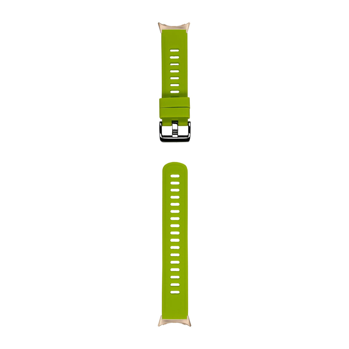 Flexi Silicone 3 Lime Green Rose Gold with Black Hardware with Google Pixel Spring Bar Adapters - Wear Any 20mm Strap! for Pixel Watch 1-5 41mm