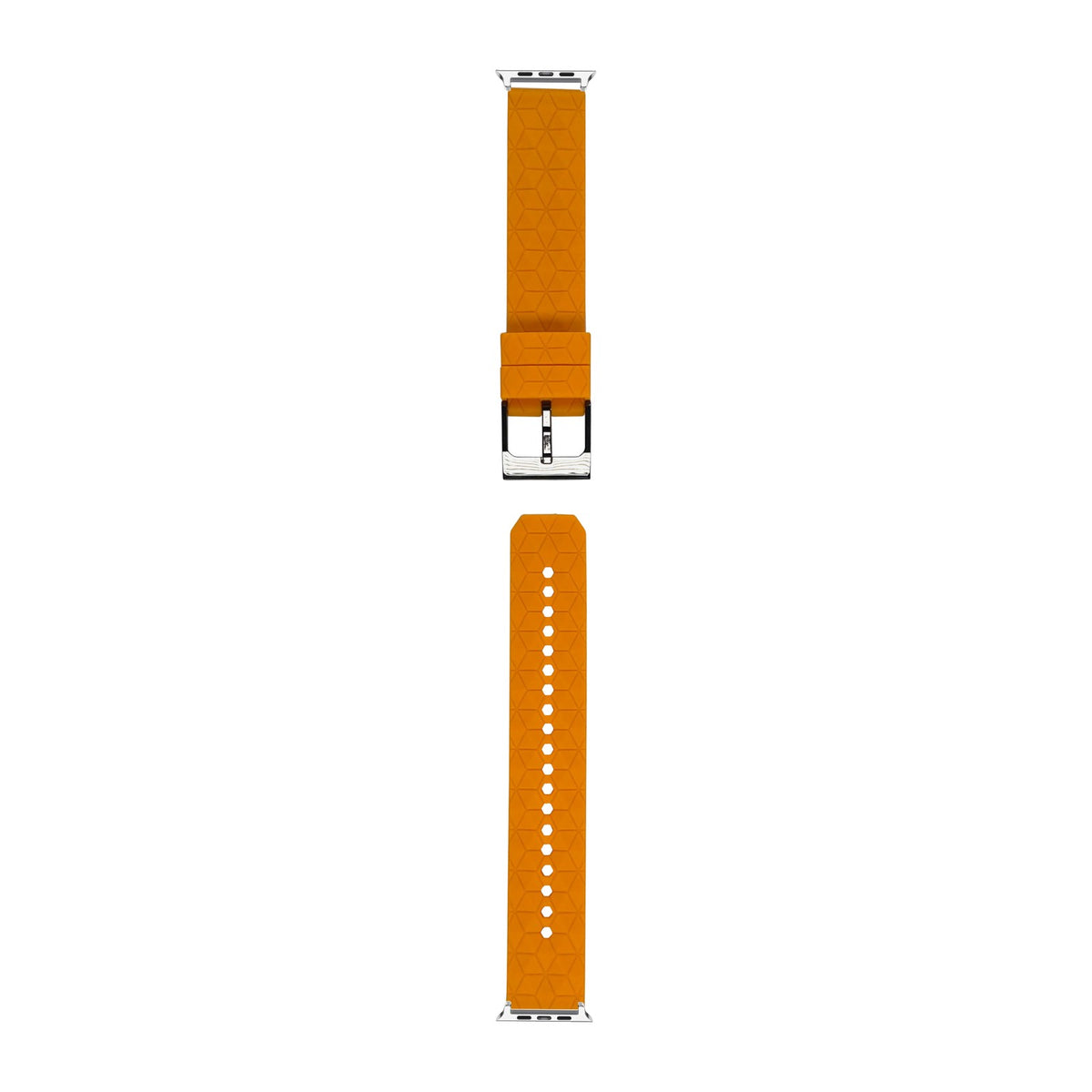 Prism Silicone [Black Hardware] Orange Silver with Connecters - Spring Bar Type for Apple Watch