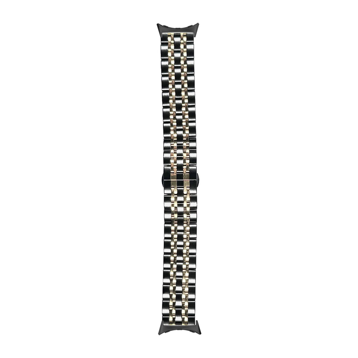Steel Bracelet Deployant Clasp 2 - Black / Gold Black with Google Pixel Spring Bar Adapters - Wear Any 20mm Strap! for Pixel Watch 3-5 45mm