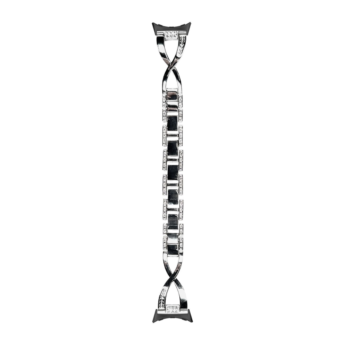 Helix Bracelet Silver Black with Google Pixel Spring Bar Adapters - Wear Any 20mm Strap! for Pixel Watch 3-5 45mm