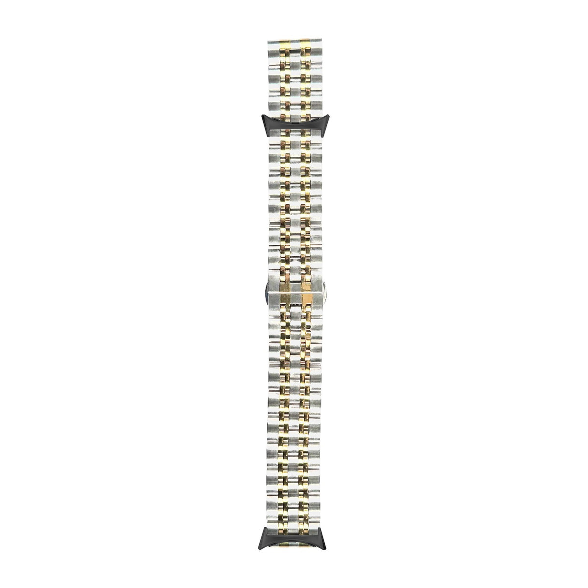 Steel Bracelet (Silver/Gold) - Deployment Clasp 2 Black with Google Pixel Spring Bar Adapters - Wear Any 20mm Strap! for Pixel Watch 1-5 41mm