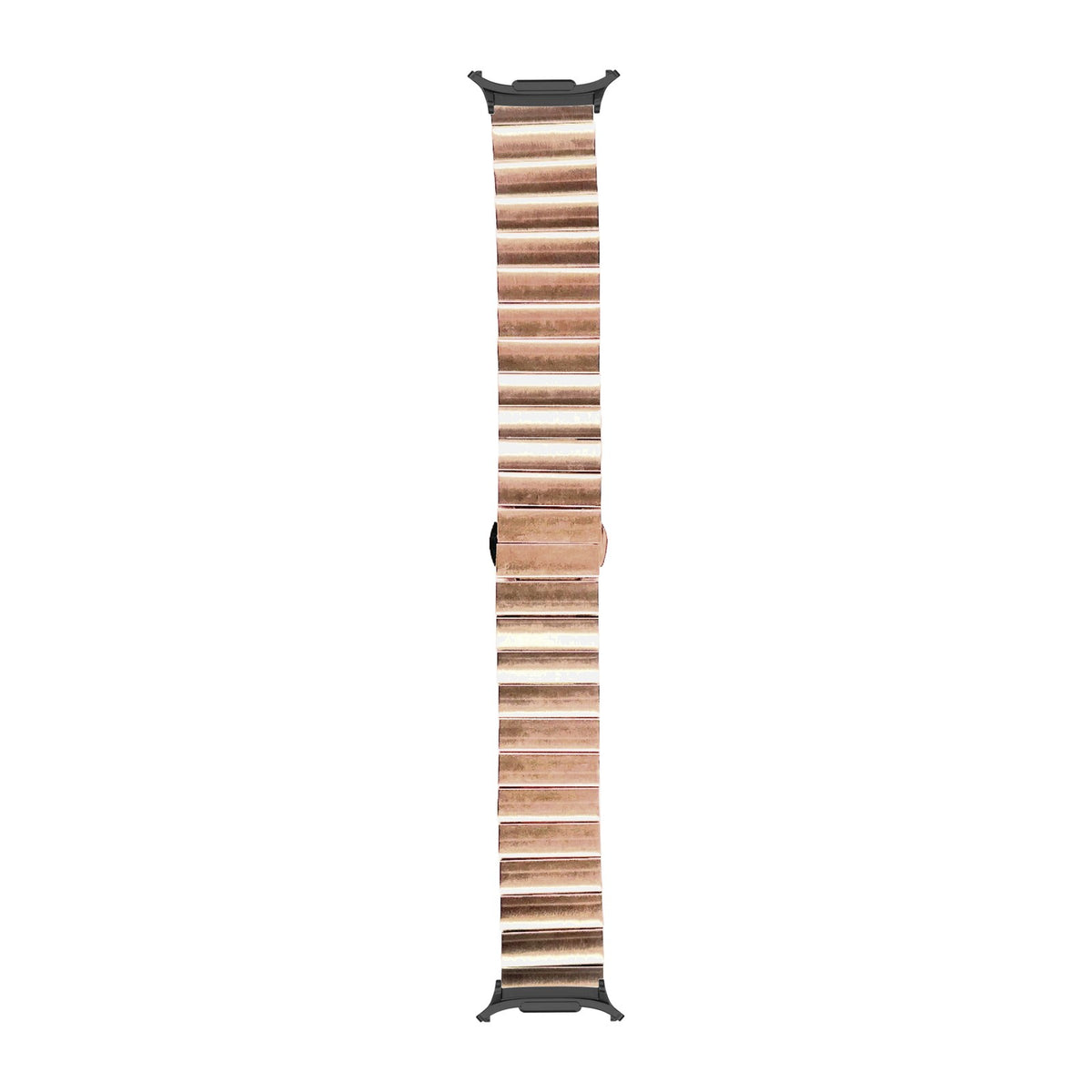 Steel Bracelet (Rose Gold) - Deployment Clasp 3 Black with Strap Adapter for Galaxy Watch 8-9/Ultra
