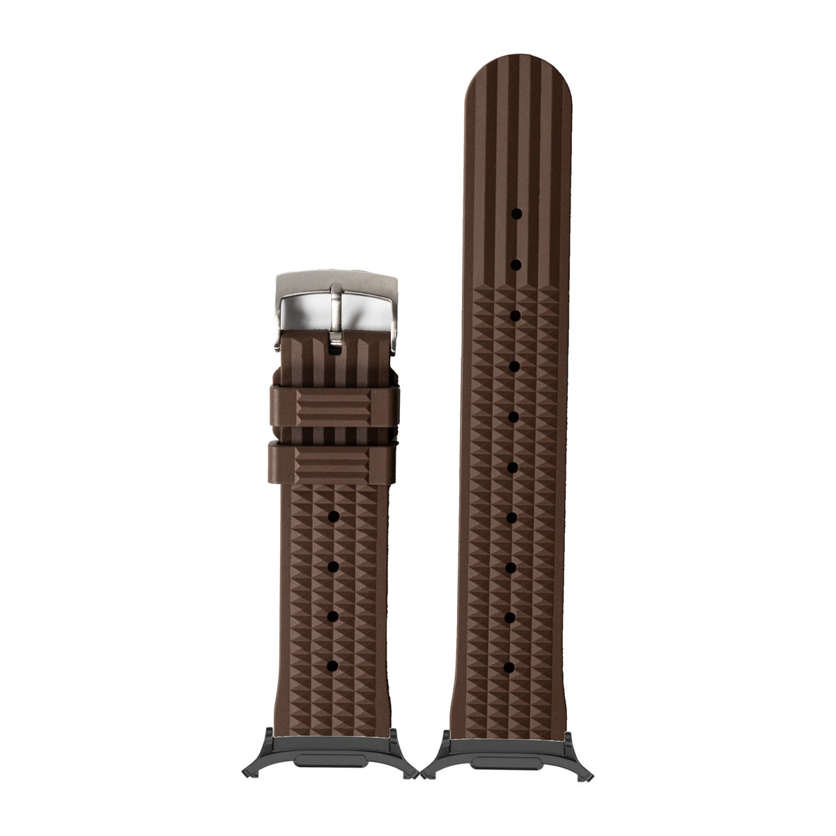 King Waffle FKM Rubber - Coffee Brown for the Galaxy Watch 8, 9 and Ultra with adapter fitted