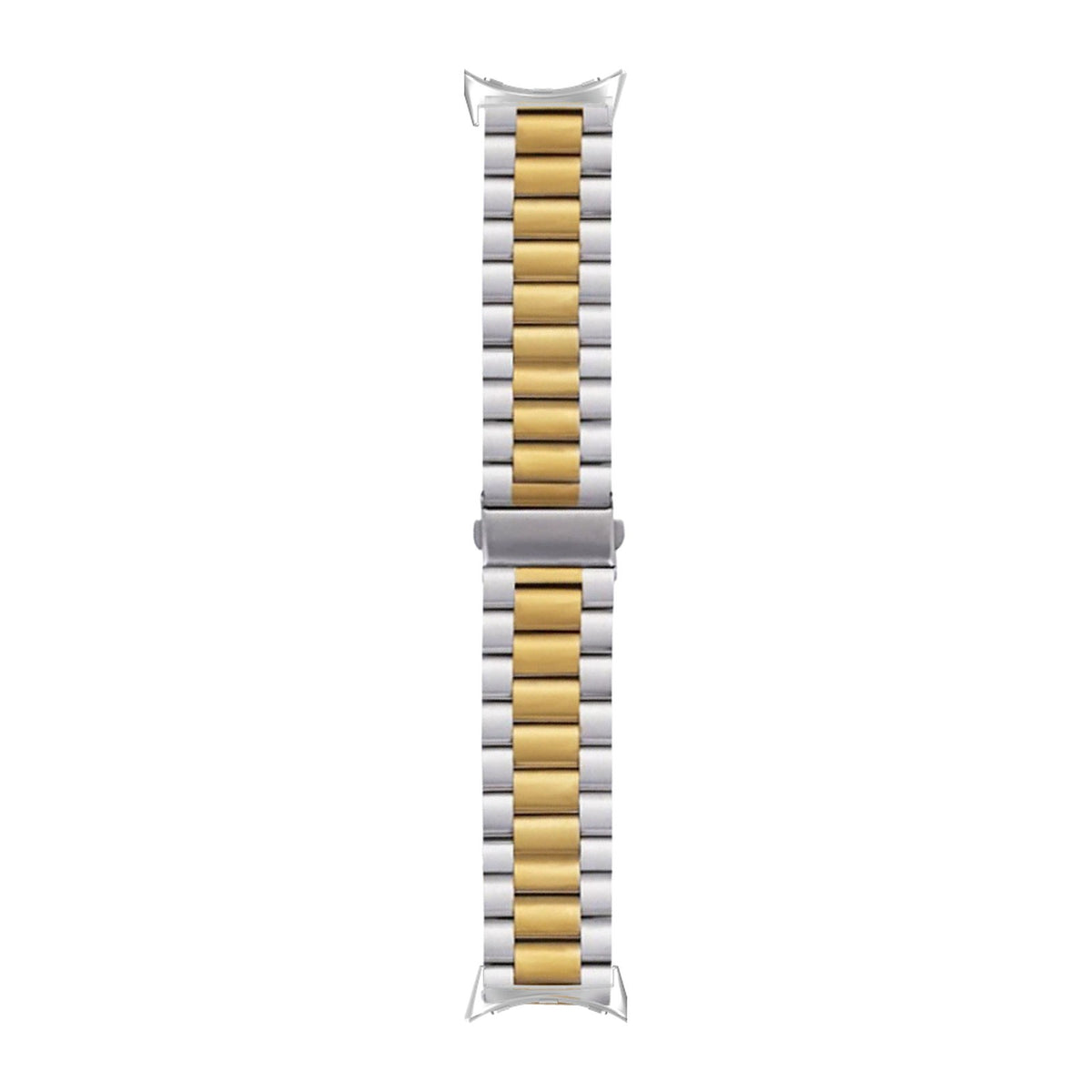Steel Bracelet Silver with Deployant Clasp - Silver/Gold with Google Pixel Spring Bar Adapters - Wear Any 20mm Strap! for Pixel Watch 1-5 41mm
