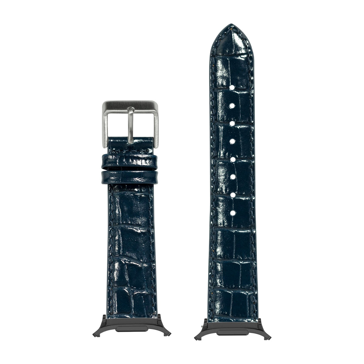 Alligator Leather - Navy Blue for the Galaxy Watch 8, 9 and Ultra with adapter fitted