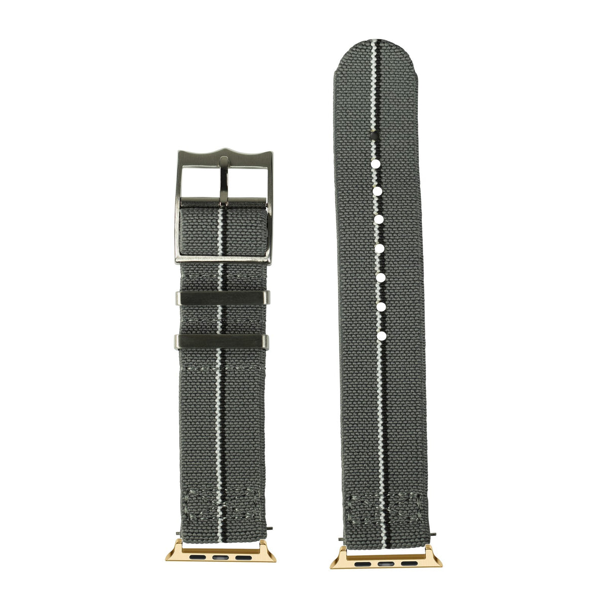 ElastoFlex - Grey/Black/White Gold with Connecters - Spring Bar Type for Apple Watch