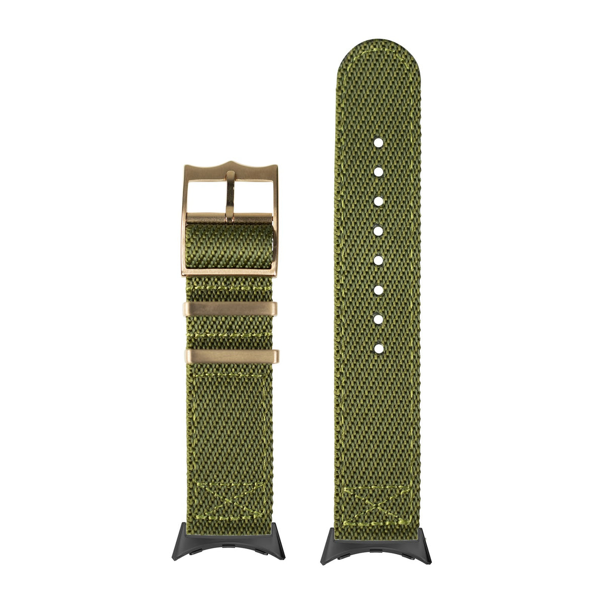 Cross Militex - Army Green [Rose Gold Hardware] Black with Google Pixel Spring Bar Adapters - Wear Any 20mm Strap! for Pixel Watch 3-5 45mm