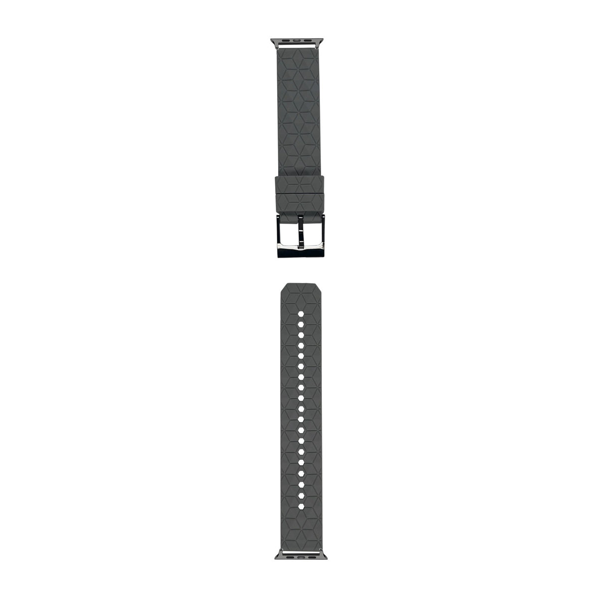 Prism Silicone [Black Hardware] Grey Black with Connecters - Spring Bar Type for Apple Watch