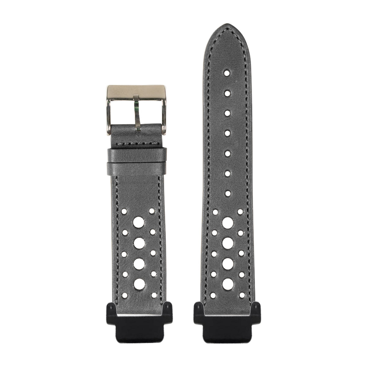 Leather - Daytona - Black Black with Garmin Forerunner 220/ 230/ 235/ 620/ 630/ 735XT Strap Adapters for Garmin Forerunner 220/ 230/ 235/ 620/ 630/ 735XT