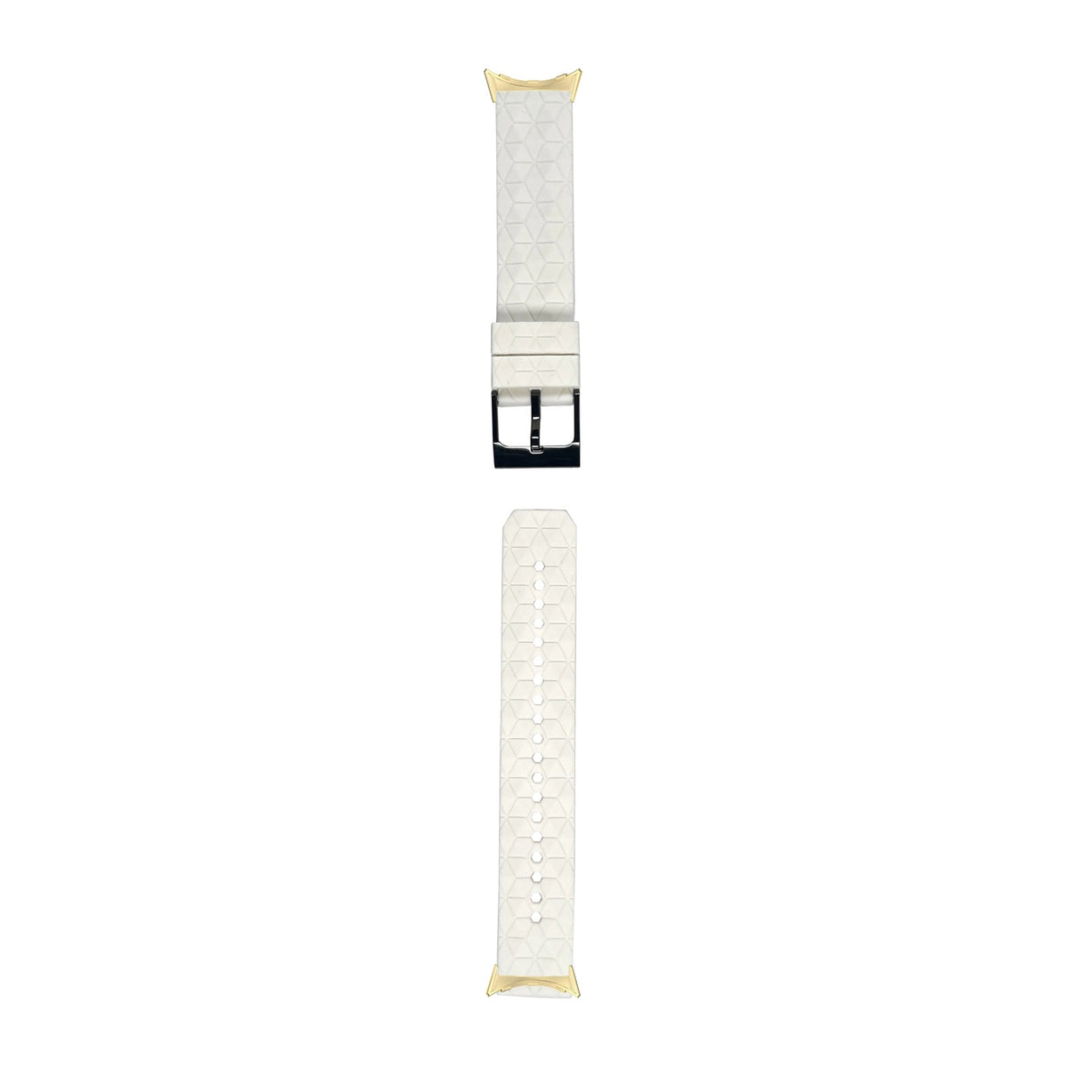 Prism Silicone [Black Hardware] White Gold with Google Pixel Spring Bar Adapters - Wear Any 20mm Strap! for Pixel Watch 1-5 41mm
