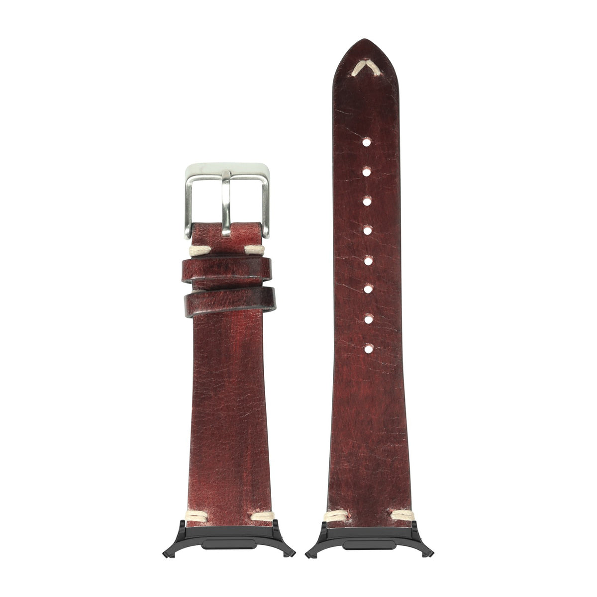 Vintage Knotted Leather - Smoked Dark Brown for the Galaxy Watch 8, 9 and Ultra with adapter fitted