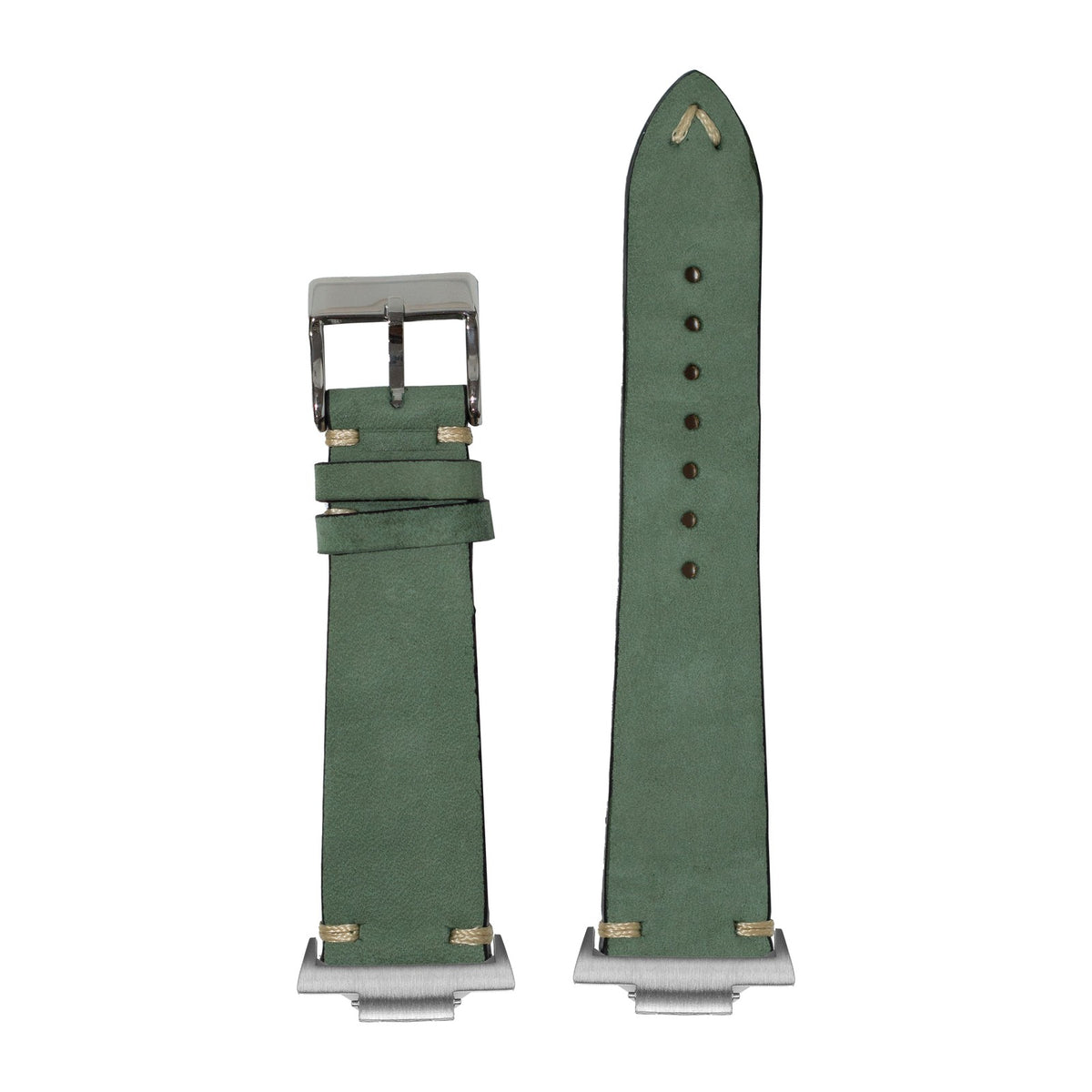 Vintage Knotted - Nubuck Leather - Mint Green Silver with Strap Adapter for Tissot PRX 40