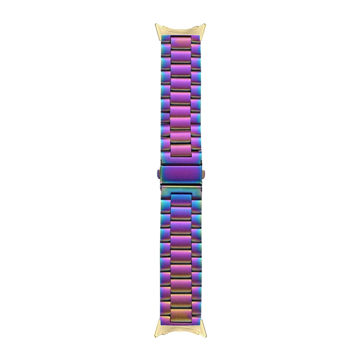 Steel Bracelet Gold with Deployant Clasp - Chameleon with Google Pixel Spring Bar Adapters - Wear Any 20mm Strap! for Pixel Watch 3-5 45mm